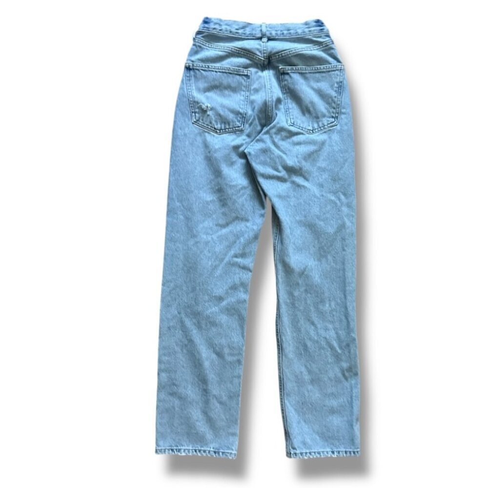 AGOLDE Light Wash High Rise Straight Leg Jeans Women's Size 23 Distressed Denim - Picture 2 of 16